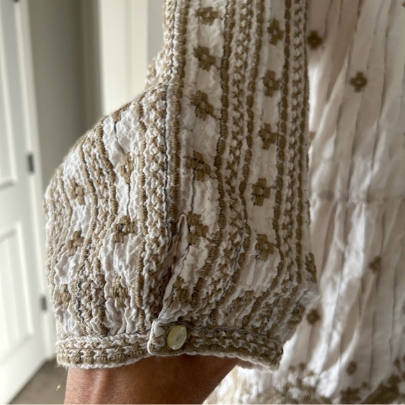 Vintage Johnny Was Workshop Embroidered tan Women's Top Sz xl - Picture 6 of 16